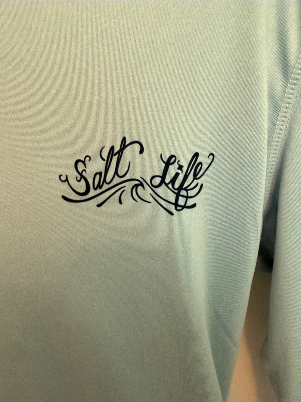 Salt Life Sky Blue Long Sleeve Performance Tee with Script Chest Logo - Picture 3 of 7